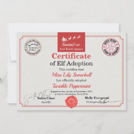 Official North Pole Elf Adoption Certificate Einladung