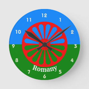 Official Romany flag Round Clock Runde Wanduhr