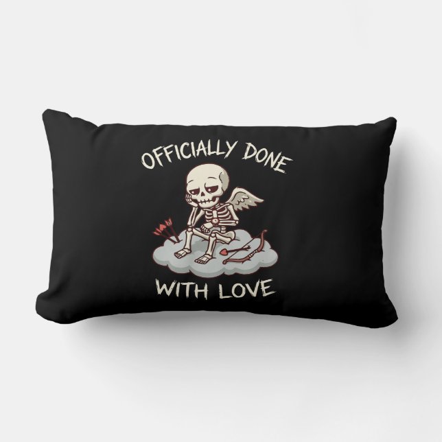 Officially Done With Love Skeleton Cupid Design Lendenkissen (Vorderseite)