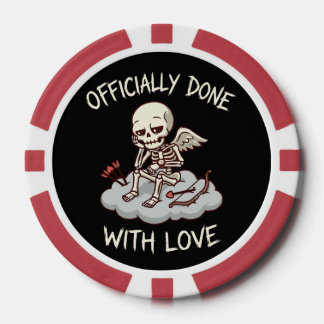 Officially Done With Love Skeleton Cupid Design Pokerchips