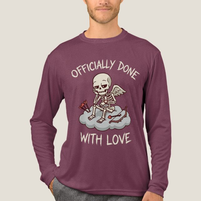Officially Done With Love Skeleton Cupid Design Tri-Blend Shirt (Vorderseite)