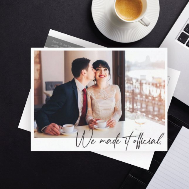 Officially Penned Photo Wedding Announcement Ankündigungspostkarte (Von Creator hochgeladen)