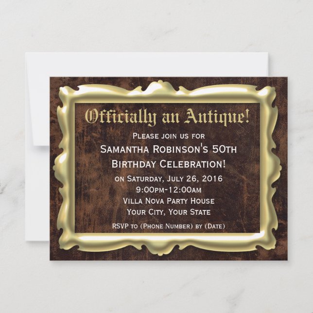 Officiellement un Antique Antique Fête Invitations (Devant)