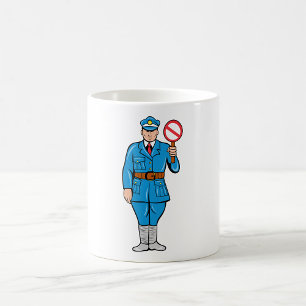Officier Tenant Un Panneau D'Arrêt Mug