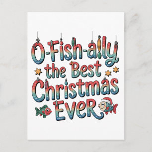 Offishally Best Christmas Ever Fischen Weihnachten Einladungspostkarte