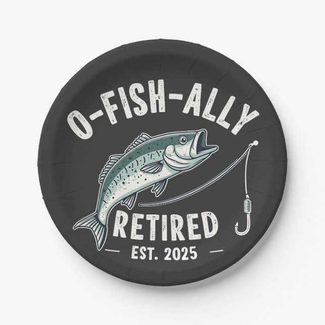 Offishally Ruhestand 2025 Fisher Vater Ruhestand Pappteller (Vorderseite)