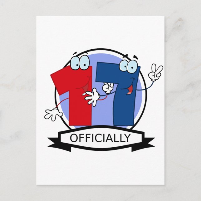 Offiziell 17 Geburtstagsbanner Postkarte (Vorderseite)