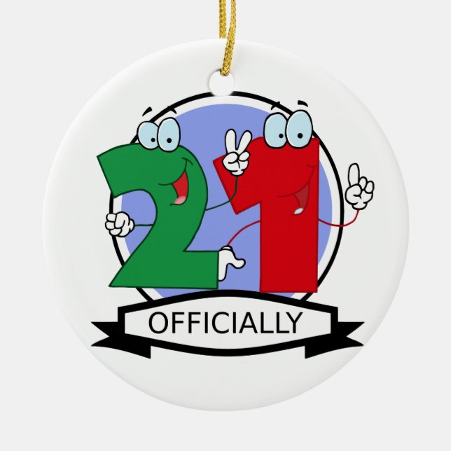 Offiziell 21 Geburtstags-Fahne Keramikornament (Vorne)