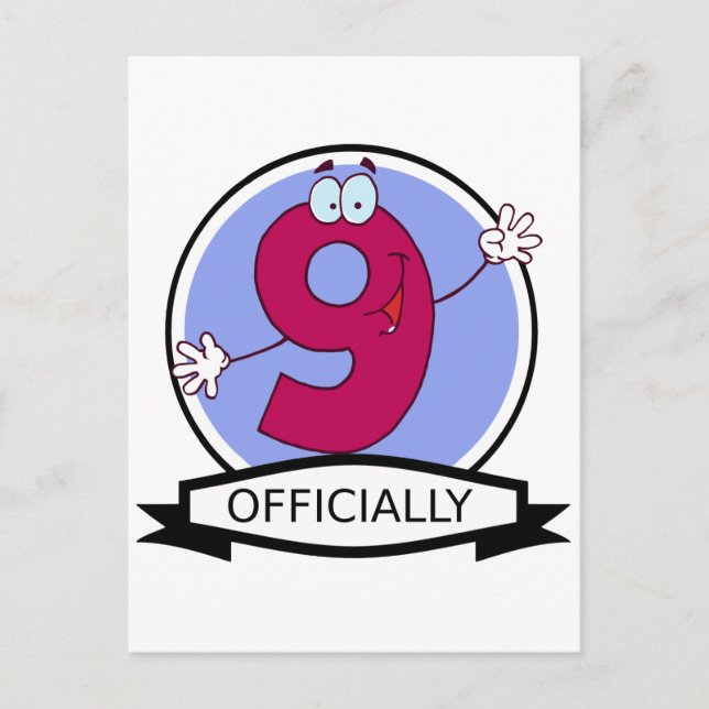 Offiziell 9 Geburtstagsbanner Postkarte (Vorderseite)