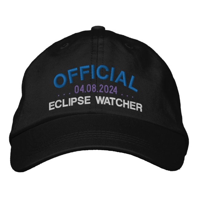 Offiziell Eclipse Watcher Fun Sprichwort Black Bestickte Baseballkappe (Vorderseite)