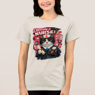 Offiziell ein niedlicher Katzenkrankenpfleger Absc Tri-Blend Shirt