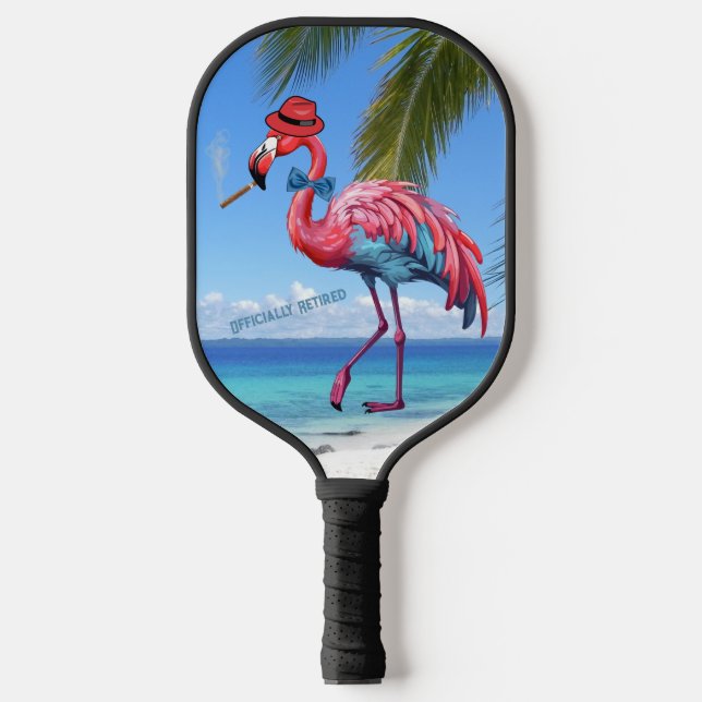 Offiziell ermüdete Flamingo Tropical Beach Pickleball Schläger (Vorderseite)