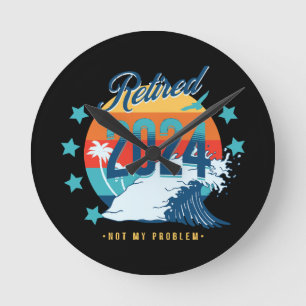 Offiziell im Ruhestand 2024 Runde Wanduhr