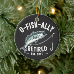 Offiziell im Ruhestand est 2025 Angler-Vater Ruhes Keramik Ornament