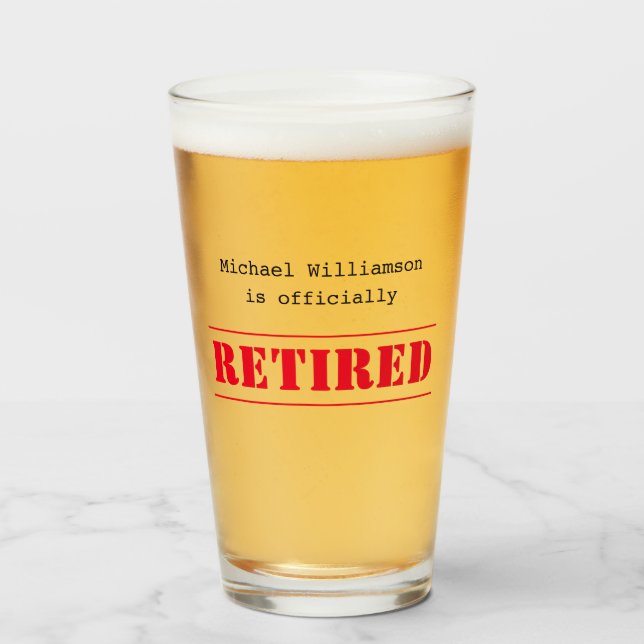 Offiziell im Ruhestand, Geschenk für individuelle  Glas (Vorne (Gefüllt))