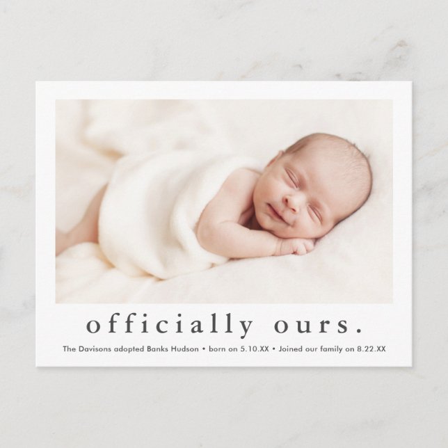 Offiziell | Minimale Adoption des Fotos Postkarte (Vorderseite)