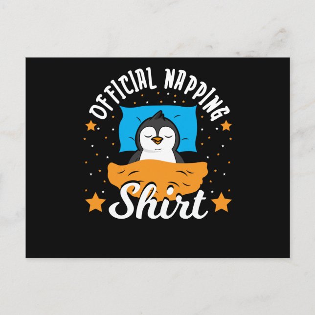 Offiziell Napping Shirt Pinguin Postkarte (Vorderseite)