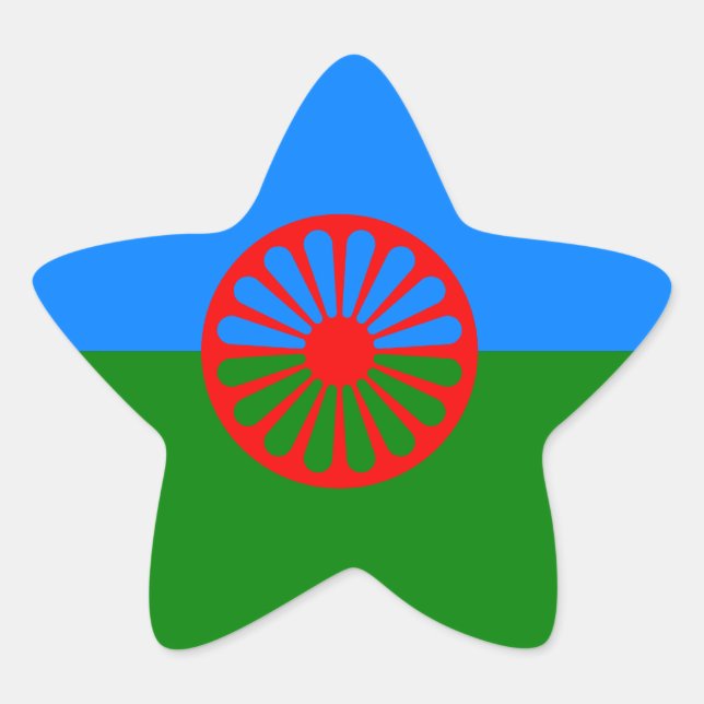 Offiziell-Romany-Sinti und Roma-Flag-Star-Sticker Stern-Aufkleber (Vorderseite)