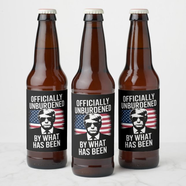 Offiziell unbelastet durch das, was Trump war Bierflaschenetikett (Flaschen)