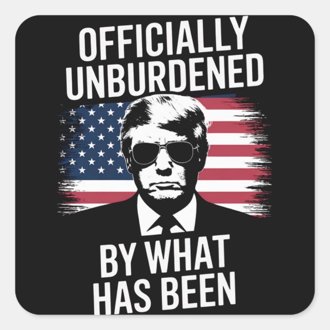 Offiziell unbelastet durch das, was Trump war Quadratischer Aufkleber (Vorderseite)