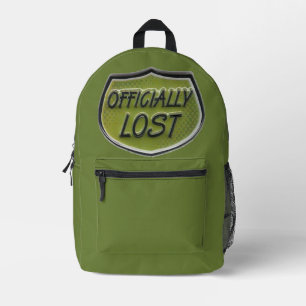 Offiziell verlorener grüner Rucksack