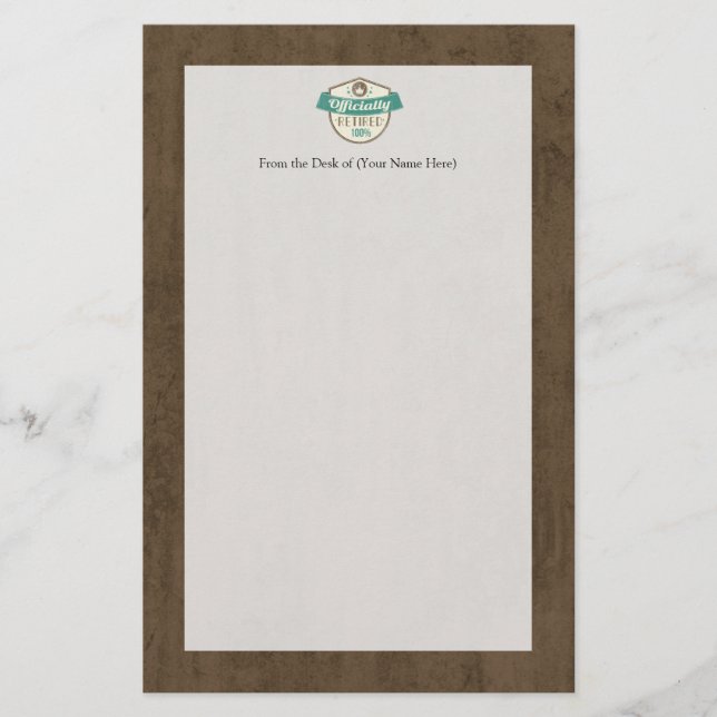 Offiziell zurückgezogen, 100 Prozent-Vintager Briefpapier (Vorderseite)
