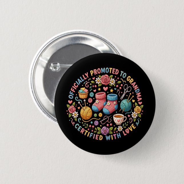 Offizielle Beförderung zur Oma-Ankündigung Button (Vorne & Hinten)