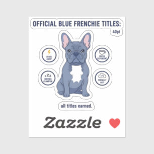 Offizielle Blaue Frenchie-Titel Lustige Hundefreun Aufkleber
