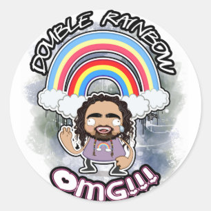 OFFIZIELLE Doppel-Regenbogenkleber! Runder Aufkleber