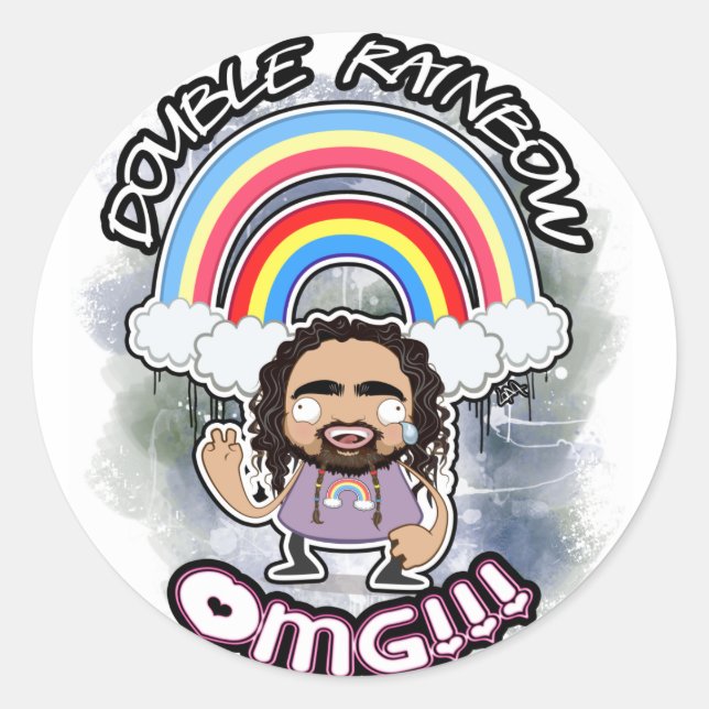 OFFIZIELLE Doppel-Regenbogenkleber! Runder Aufkleber (Vorderseite)