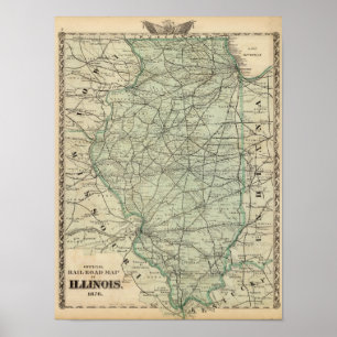 Offizielle Eisenbahnkarte von Illinois Poster
