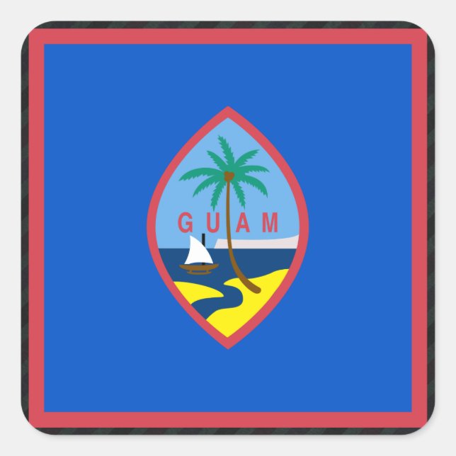 Offizielle Guam-Flagge auf Streifen Quadratischer Aufkleber (Vorderseite)