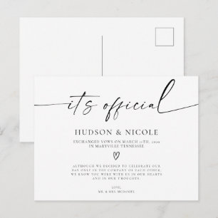 Offizielle Hochzeitsanzeige für eine heimliche Hoc Postkarte