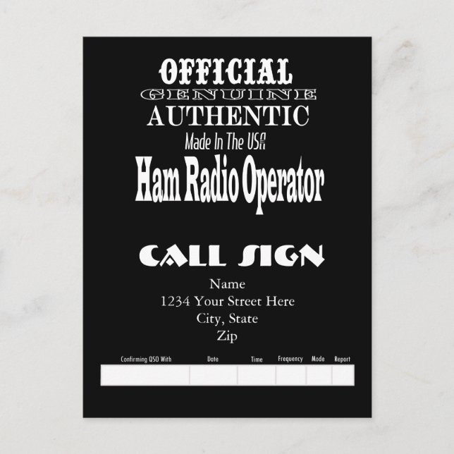 Offizielle Original Made USA Ham Radio QSL Card Postkarte (Vorderseite)