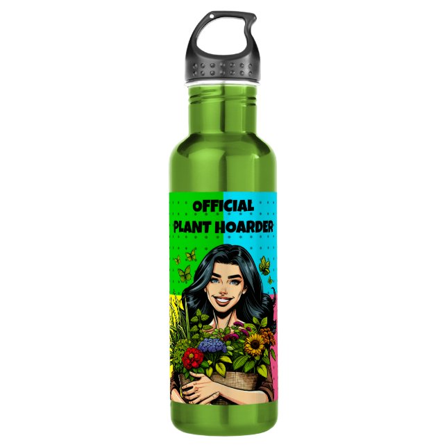 Offizielle Pflanze | Funny Houseplant Addict Edelstahlflasche (Vorderseite)