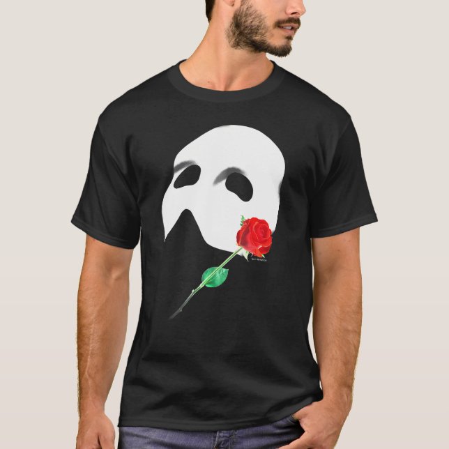 Offizielle "Phantom of the Opera" Maske-Rose T-Shirt (Vorderseite)