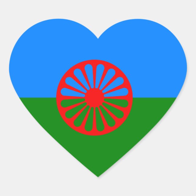 Offizielle Romany flag Herz-Aufkleber (Vorderseite)