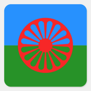 Offizielle Romany flag Quadratischer Aufkleber