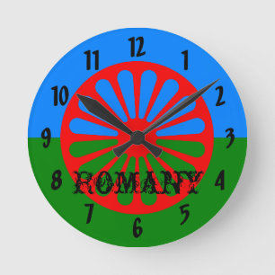 Offizielle Romany-Sinti und Romaflagge Runde Wanduhr