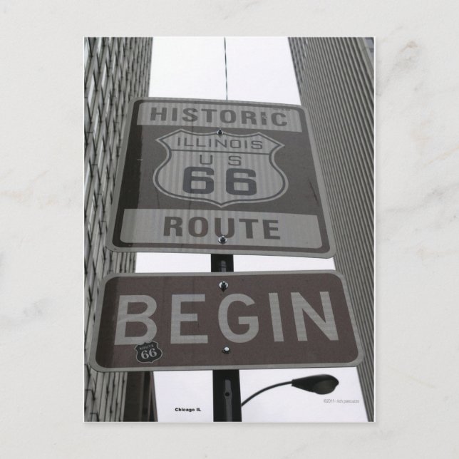 Offizielle Route 66 Anfangszeichen Postkarte (Vorderseite)