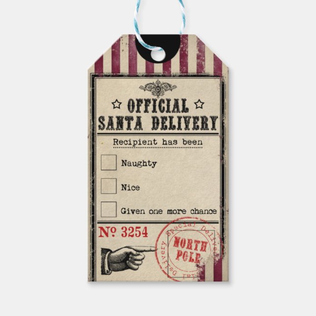 Offizielle Santa Delivery Naughty oder Nice Gift T Geschenkanhänger (Vorderseite)