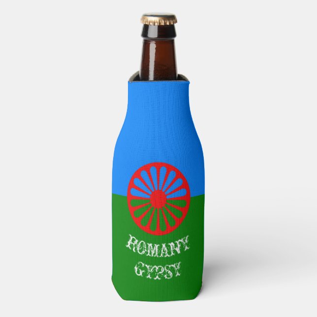 Offizielle Sinti und Roma-Flaggenmarkierungsflasch Flaschenkühler (Flaschenvorderseite)