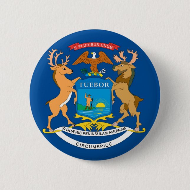 Offizielle Staats-Flagge Michigans Button (Vorderseite)