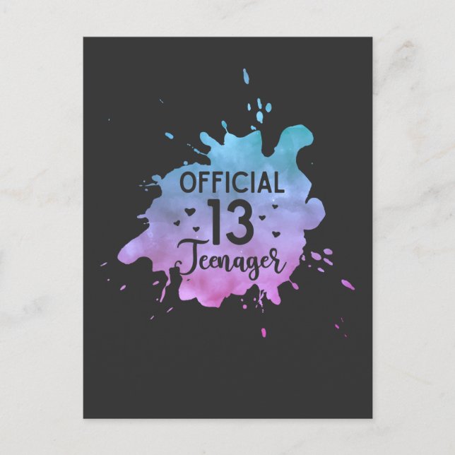 Offizielle Teenagermädchen 13. Geburtstag Postkarte (Vorderseite)
