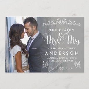 Offizielle Titel Hochzeitsankündigung - Grau Einladung