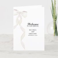 Offizielle White Bow Ribbon Wedding Order of Servi