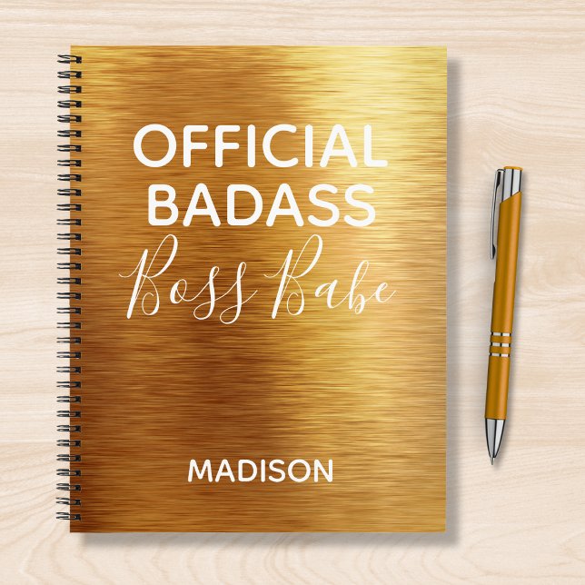 Offizieller Badass Boss Babe Chic Metallic Goldnam Notizbuch (Von Creator hochgeladen)