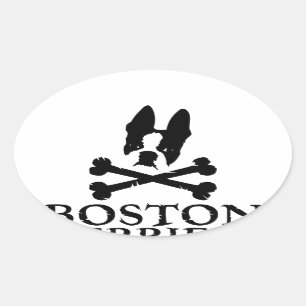Offizieller Boston-Terrier-Felsen Merch Ovaler Aufkleber