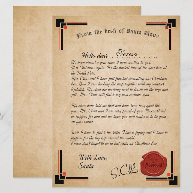 Offizieller Brief der Weihnachtskarte Karte (Vorne/Hinten)