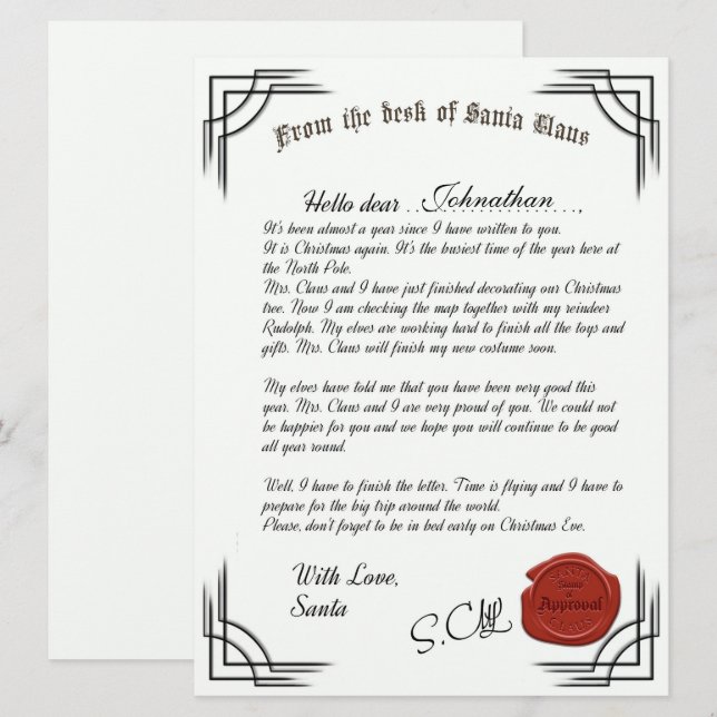 Offizieller Brief der Weihnachtskarte Karte (Vorne/Hinten)